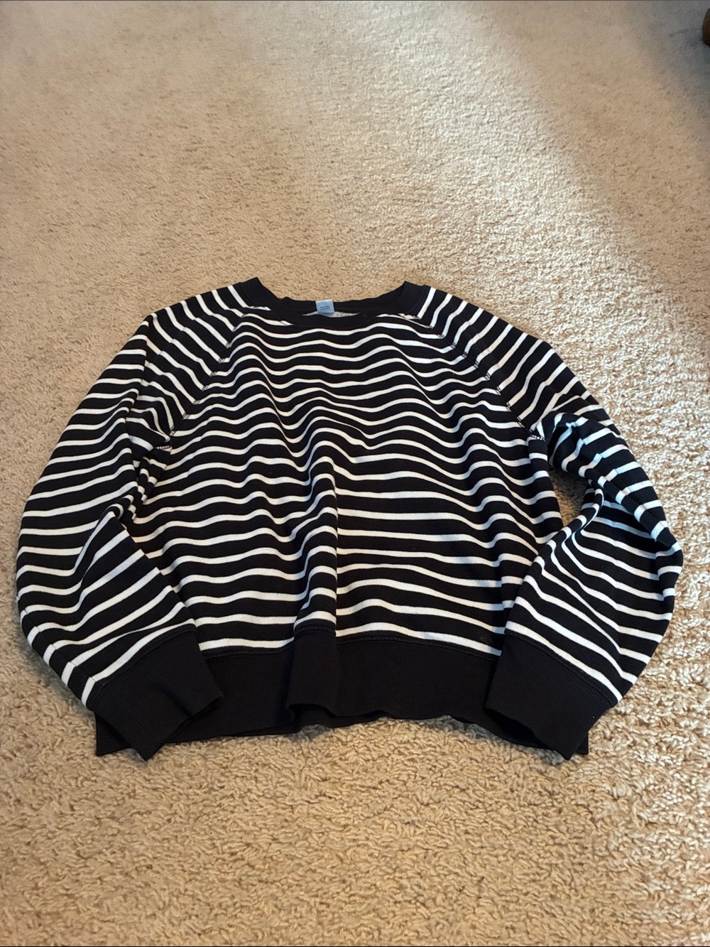 Old Navy Black and White Striped Crewneck Sweatshirt (size medium)